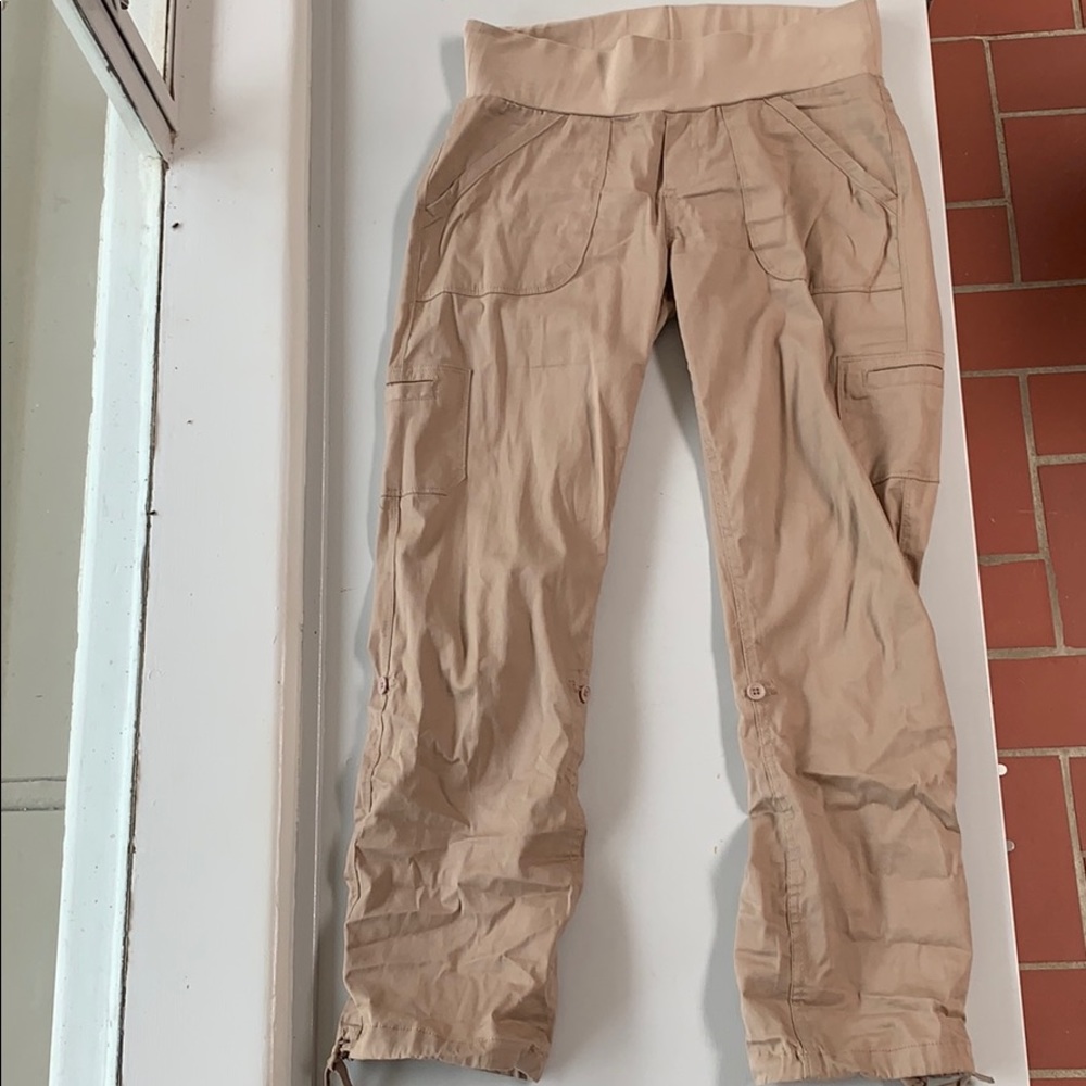 Comfy maternity khaki cargo pants